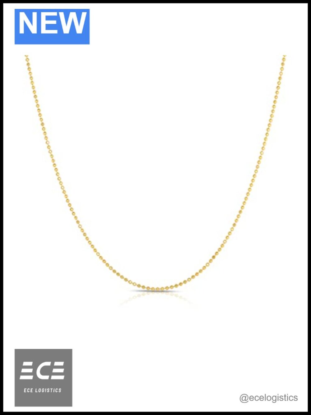 14K Solid Yellow Gold Beads Chain Necklace 18" 1mm Gift